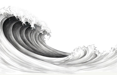 Wall Mural - PNG Ocean wave drawing sketch nature.