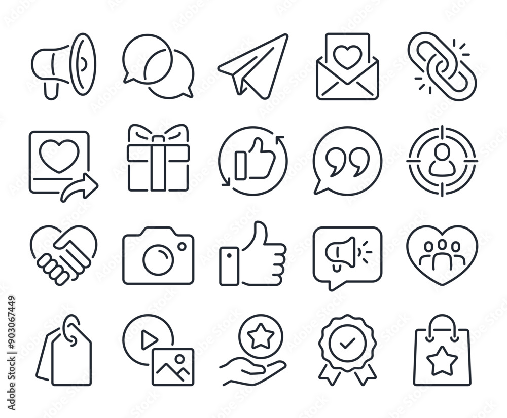 Brand ambassador, pr and public influence editable stroke outline icons ...