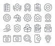 © lanastace - Check mark related editable stroke outline icons set isolated on white background flat vector illustration. Pixel perfect. 64 x 64