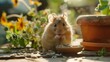 © Budi - A tiny hamster eating sunflower seeds in the morning sun