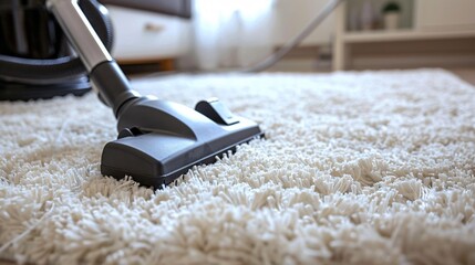 Wall Mural - A clean carpet being vacuumed, demonstrating proper care and maintenance techniques