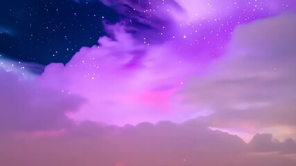 Wall Mural - Starry night sky with purple and pink