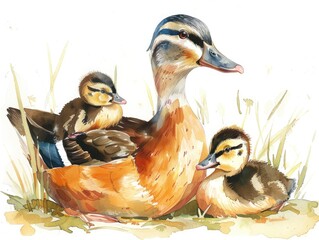 Poster - duck and ducklings