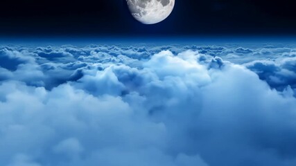 Wall Mural - Full moon shining over a sea of