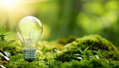 light bulb with green background in green environment