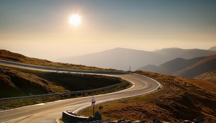 Wall Mural - winding road is representing the concept of overcoming obstacles and achieving goals