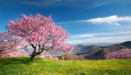 Canvas Print - beautiful spring nature scene with pink blooming tree