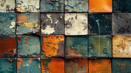 Canvas Print - Abstract Wall of Tiled Paint