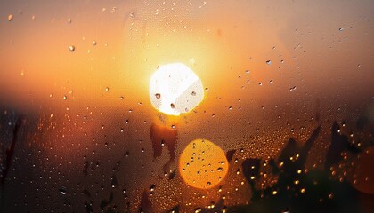 capture a luxurious shining golden sunset seen through droplets on a glass window with bokeh effect ideal as a background for graphic design or wallpaper offering ample copy space image