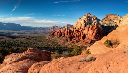 panoramic details of red rock canyonrs rugged terrain