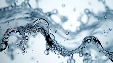   A close-up of water with bubbles on the surface and at the bottom