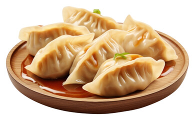 Wall Mural - PNG Chinese dumplings plate food white background.