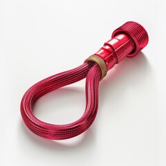 Medium shot of Fire hose, isolated on a white background, bright and vivid tonality, 