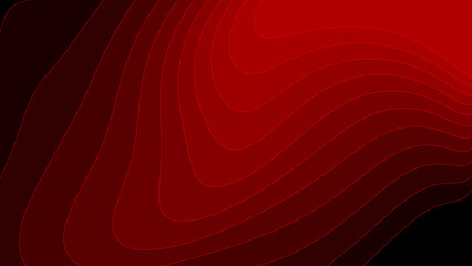 Red and black abstract background with wavy pattern and gradient shades, dynamic curve shapes	