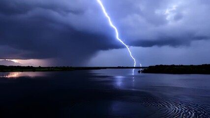 Wall Mural - Calm lake with dark storm clouds approaching