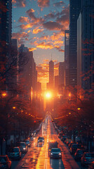 Canvas Print - Chicago, Illinois, USA at beautiful spring sunrise