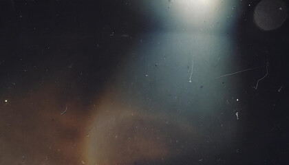 Wall Mural - Vintage Scratched Film Strip with Light Leaks and Dust Particles Creating a Nostalgic and Cinematic Effect in Dark Tones