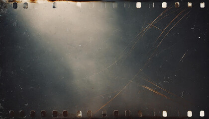 Wall Mural - vintage scratched film strip with light leaks and dust particles creating a nostalgic and cinematic 