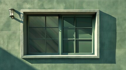 Wall Mural -  A side window of a building with a lamp in front of it