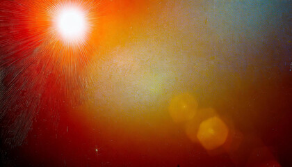 Poster - Abstract Sunburst. A Vibrant Blend of Deep Teal, Fiery Orange, and Radiant Yellow Grunge Old Texture