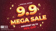© sawrav97 - Special offer 9.9 mega sale discount up to 70% off sale advertising poster design template with 3d editable text effect