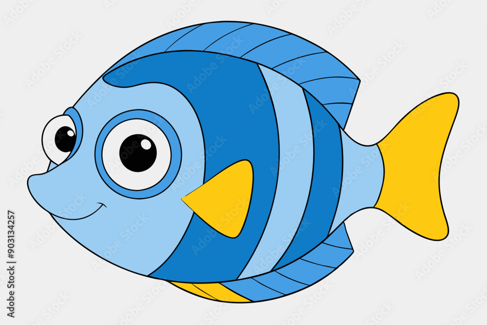 Cartoon Fish Vector Illustration Clip art and Line Art Designs for ...