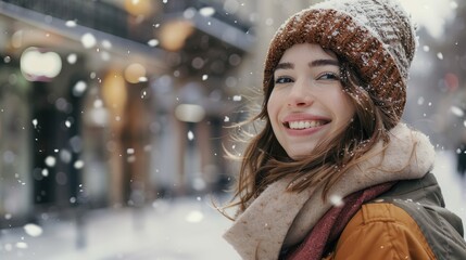 Sticker - portrait of a woman in winter