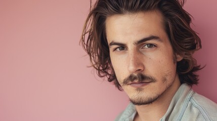 A stylish man poses in front of a brilliant red wall with a confident expression for a fashion editorial