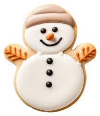 Sticker - PNG 1 snowman cookie winter food white background.