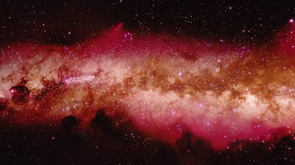   A sharp photo of a vibrant red and black cosmos, adorned with countless stars in the background
