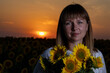© Олег Мальшаков - Beautiful young girl in a white dress in sunflowers