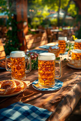 Wall Mural - background with beer and food for the oktoberfest