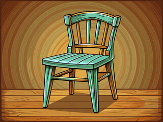 Wall Mural - Cartoon vector illustration of wooden classic vintage chair on wooden isolated background