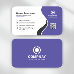 modern creative purple business card design, simple clean name card corporate visiting card  template vector design