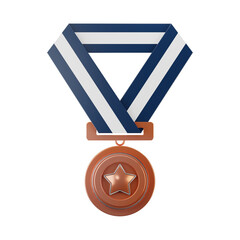 Premium olympics bronze medal icon 3d rendering on isolated background