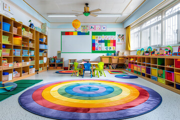 interior of a classroom in the school. back to school background. AI Generated