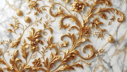 Wall Mural - Floral marble texture background,Gold, Generative AI	