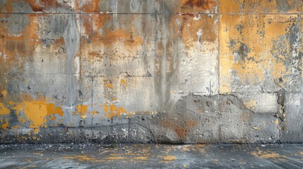 Wall Mural - Weathered cement wall with orange and gray texture in urban setting