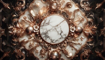 Wall Mural - Marble texture backgroundin on  plant style,Gold,Generative AI	