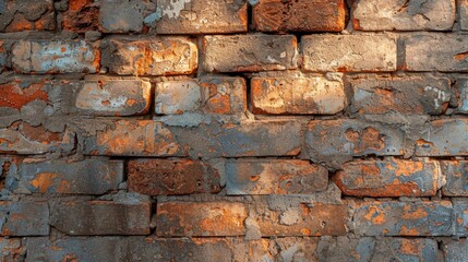 Wall Mural - Fresh brick wall texture with natural light highlighting features