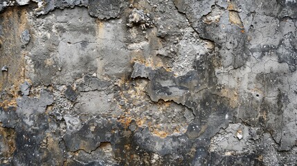 Wall Mural - Close up of rough, textured concrete wall revealing cracks and wear over time