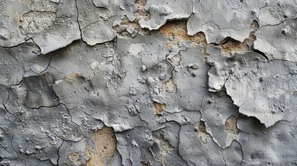 Wall Mural - Weathered grey concrete surface with textured cracks and chips