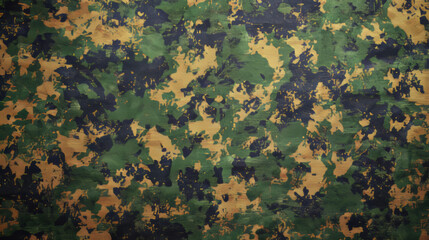 Grunge camouflage texture with earthy tones, ideal for military-themed designs, backgrounds, and rugged outdoor projects.
