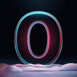 © Анастасия Хвостова - 3D number zero with neon light insight. Glass symbol with sparkles and winter background. Futuristic holiday decoration. Element for design poster, advertisign or game