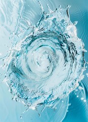 Wall Mural - A close up of a water splash on a blue background