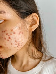 Wall Mural - A woman with acne on her face