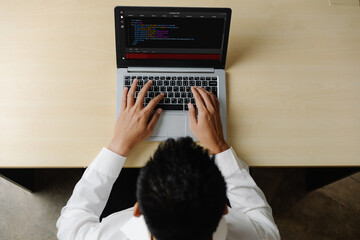 Software development programming on computer screen for modish application and program coding