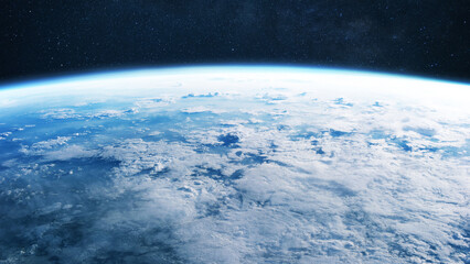 Wall Mural - blue planet earth with ocean, clouds, view from space.
