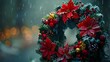 © Linus - A wreath of red poinsettias and other Christmas decorations
