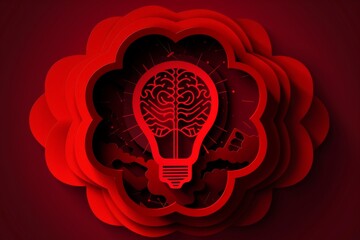 Wall Mural - red abstract light bulb with layers emphasizing creativity and modern design
